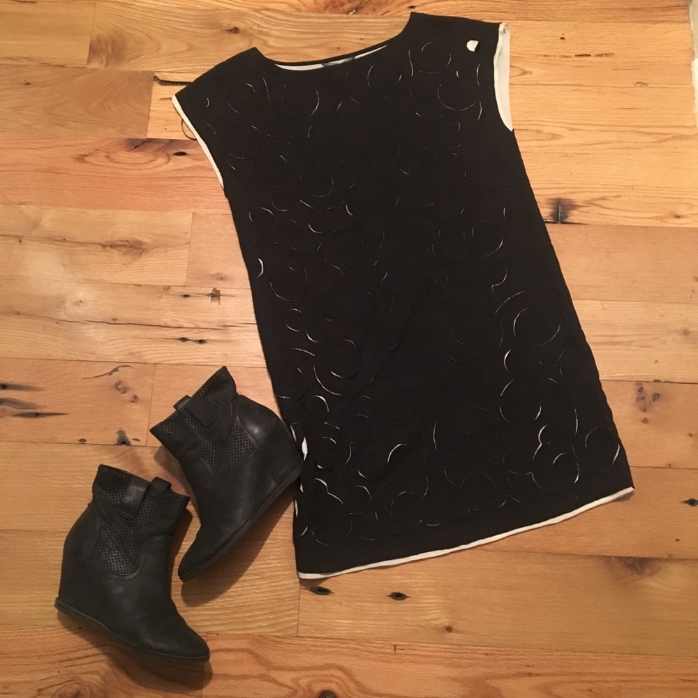 NWT Black dress noir/pearl appliquéd dress size S