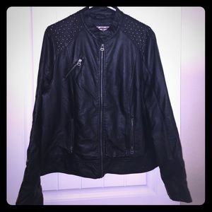 Faux leather bomber jacket