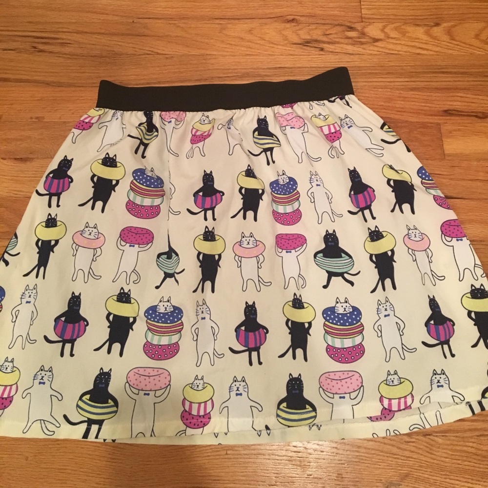 Handmade with love cute cat print skirt