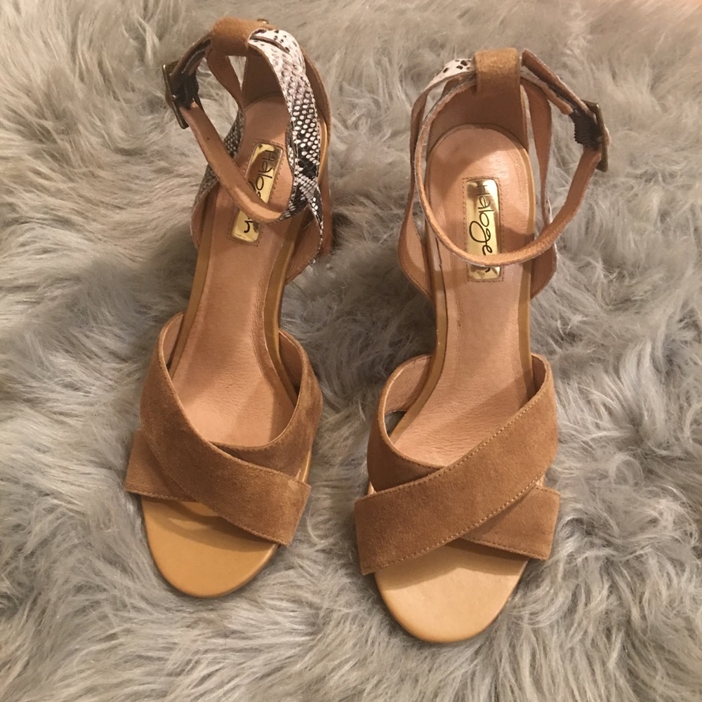 Halogen Brown Suede Snake Print Heels