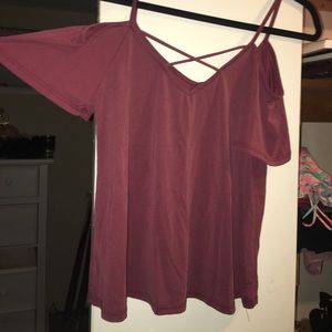 Cross cross open shoulder shirt