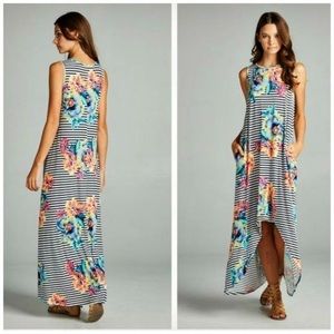 Floral striped maxi dress