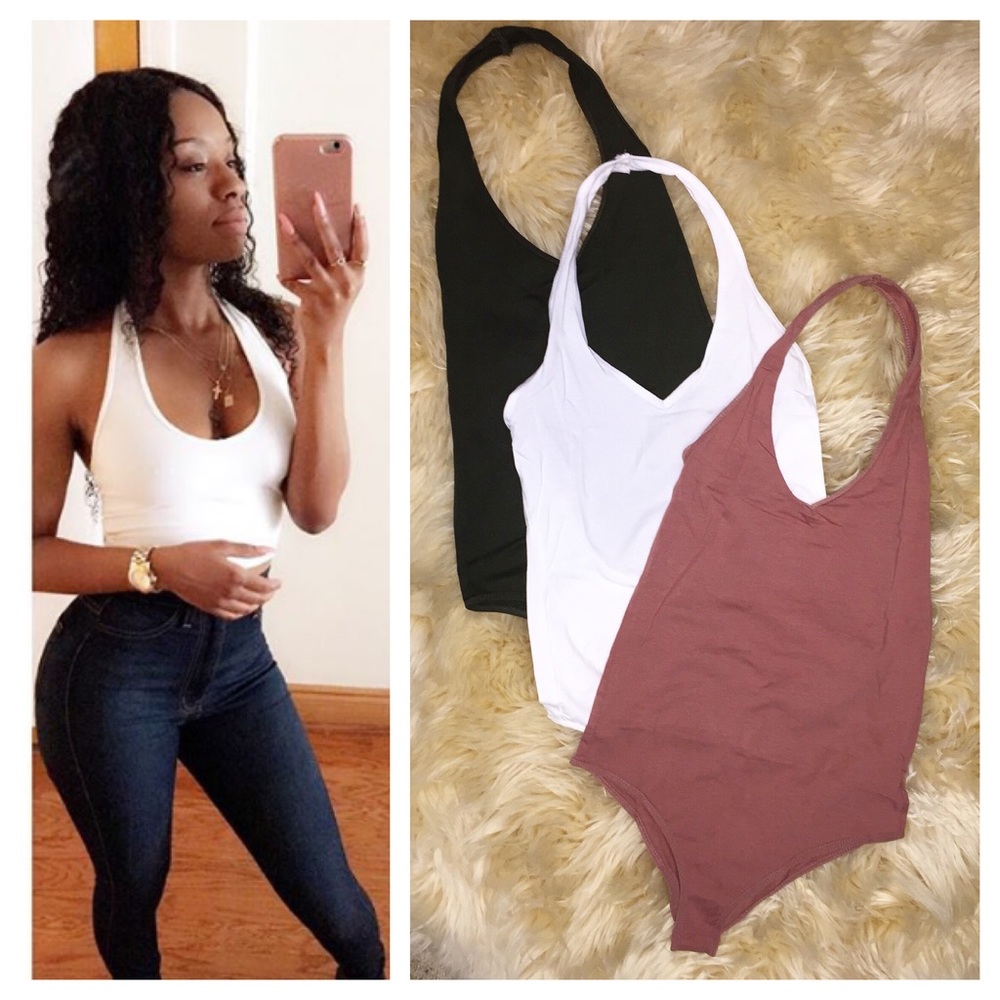 Halter top new cotton + Spandex Bodysuit large