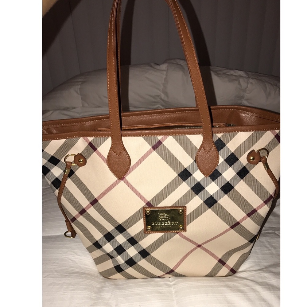 Faux burberry tote