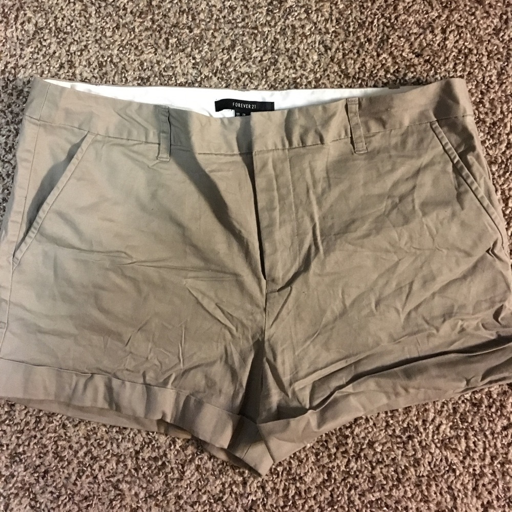 Khaki Forever 21 Highwaisted Shorts