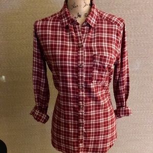 Hollister Plaid Cotton Poly Button Down Shirt.