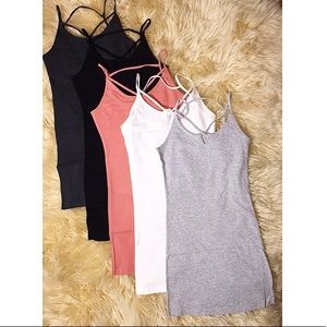 Mini dress criss cross strappy cotton dress