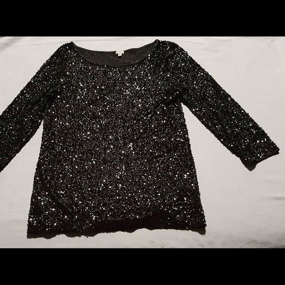 J. Crew - Gun Metal Gray Sequin Blouse