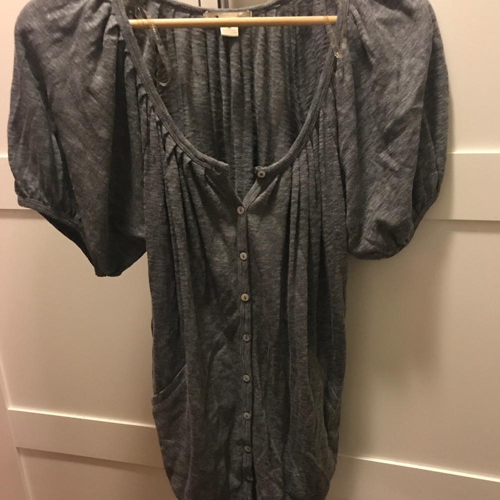 Gray Button Down Top