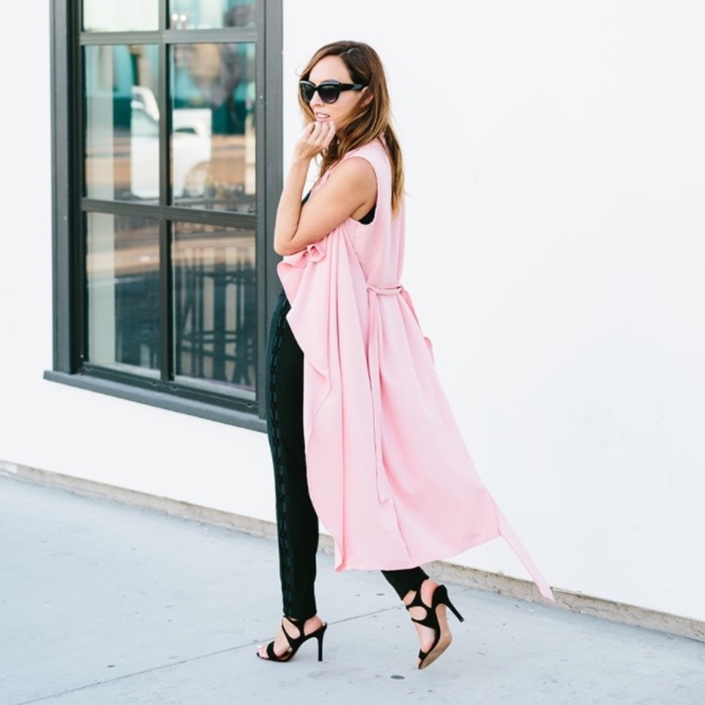 Miss Selfridge Pink Belted Vest