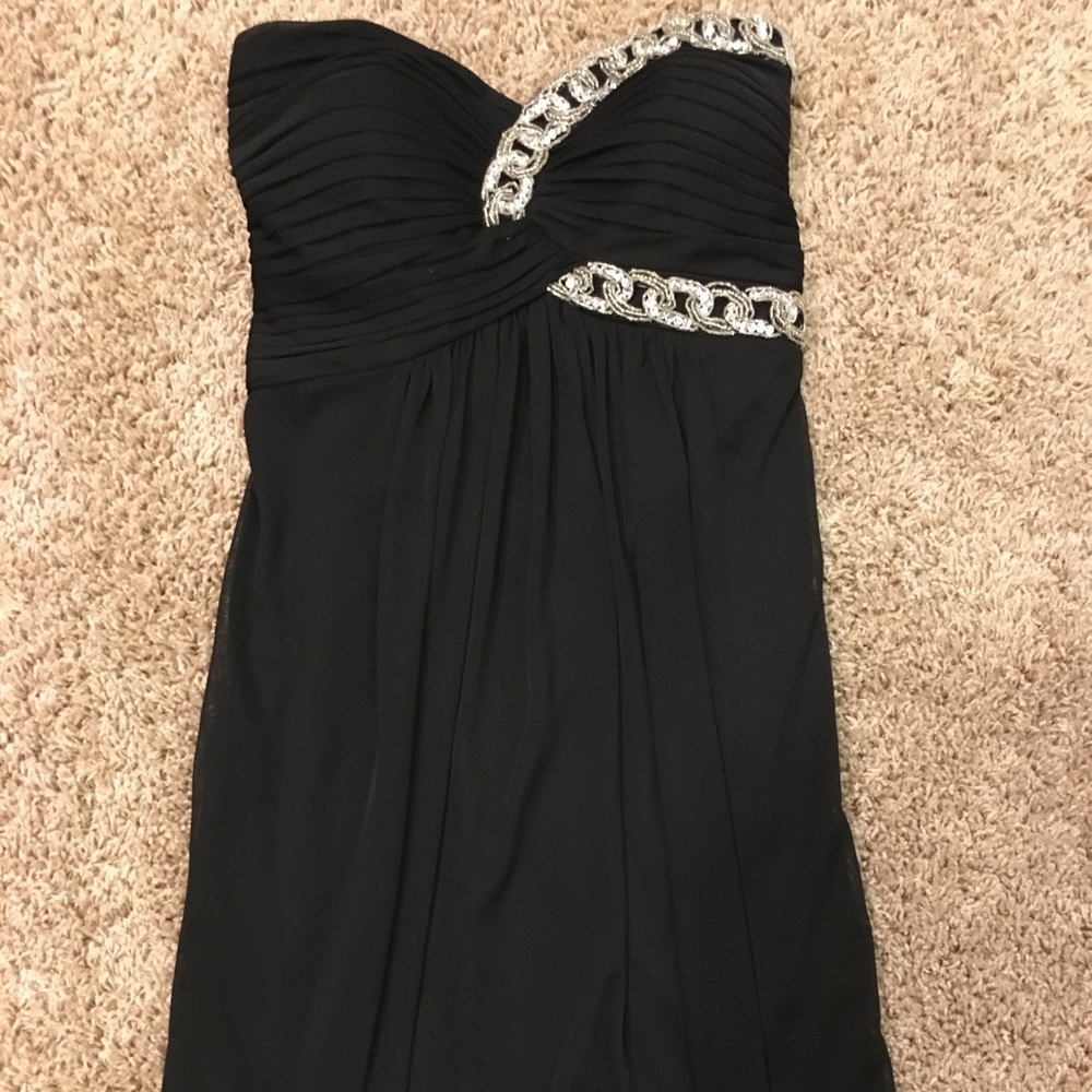 Simple black beaded homecoming dress