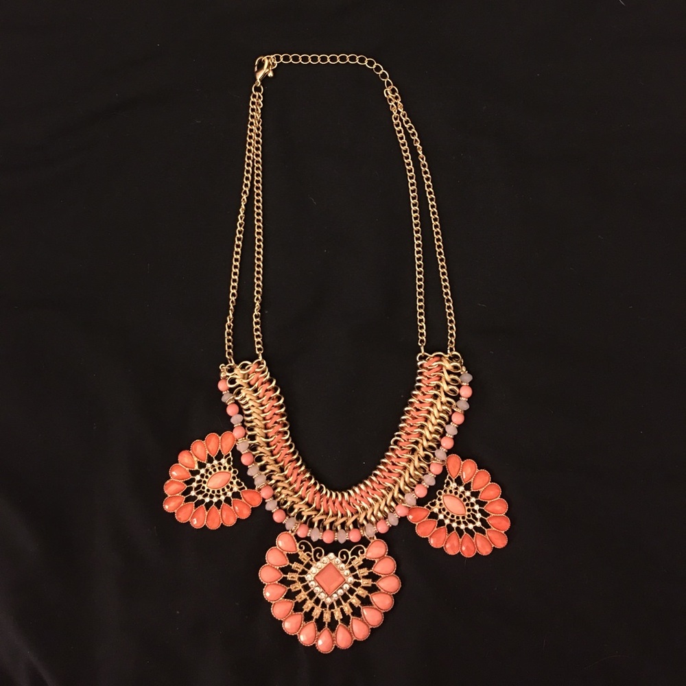 Salmon Pink Statement Necklace