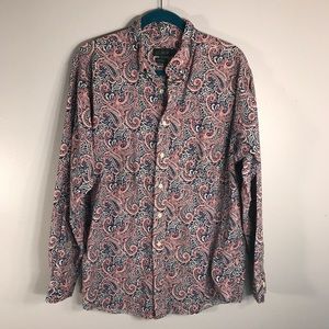 J. Crew Paisley Red White and Blue print shirt