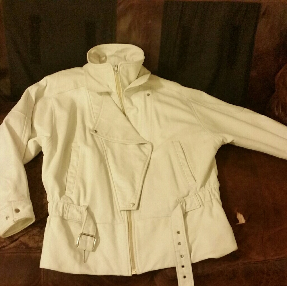 Vintage White Leather Jacket