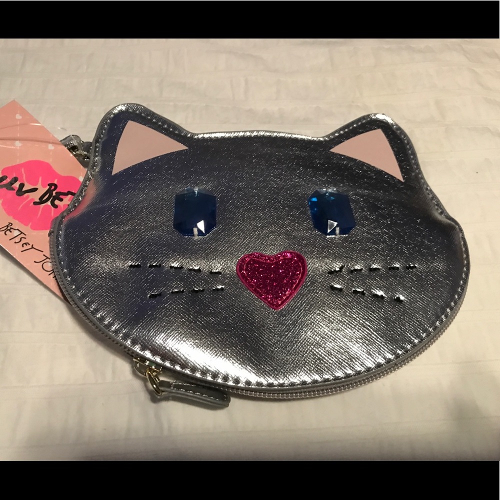 Betsey Johnson Kitty Silver Coin Purse