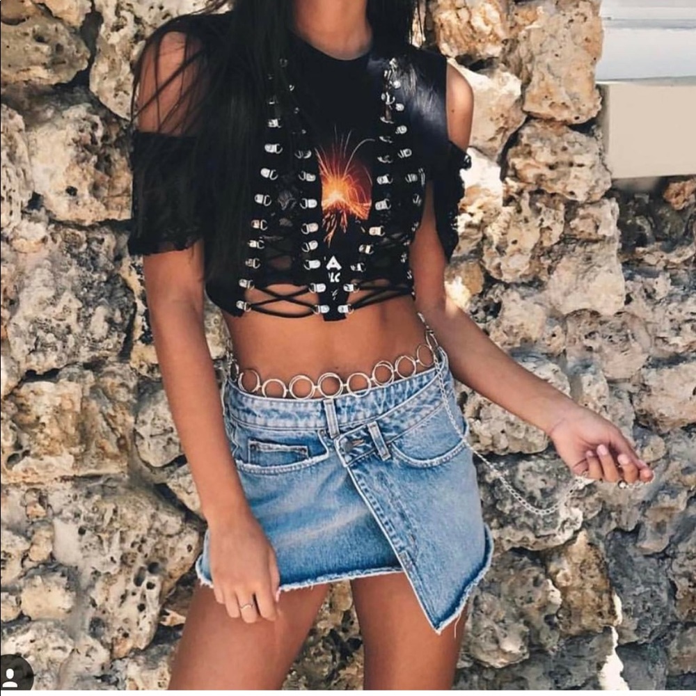 LF wrap denim skirt