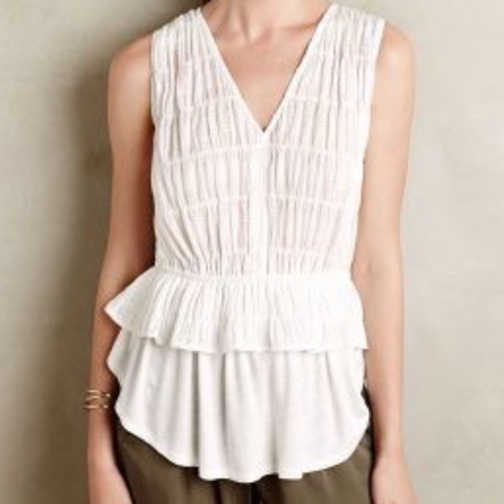 NWOT Anthropologie Blue Tassel Ruffle Tank
