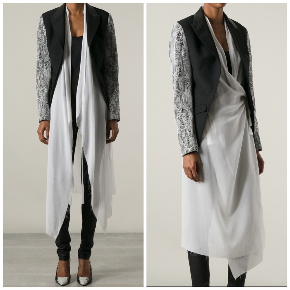 Unconditional Lace Sleeve Black Long Jacket Blazer
