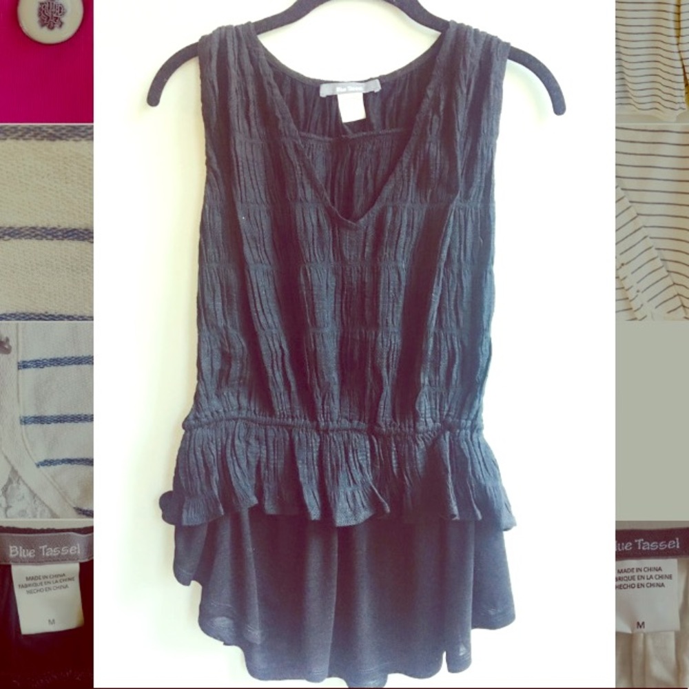 NWOT Anthropologie Blue Tassel Ruffle Tank