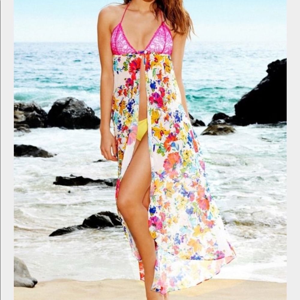 Beach Bunny Flower Maxi Halter Dress