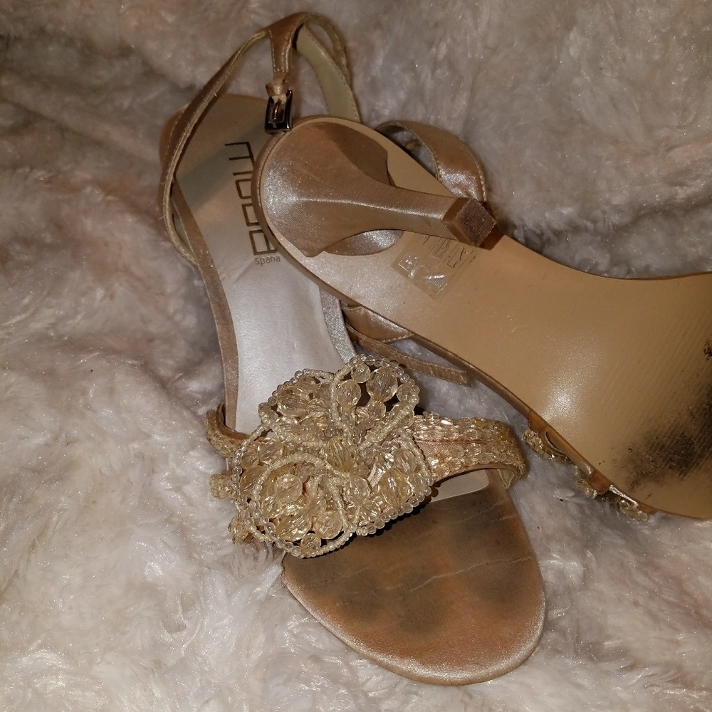 Beaded nude heels