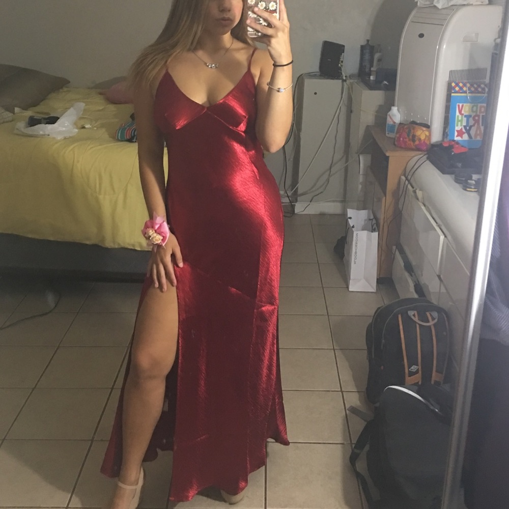 Red silk dress