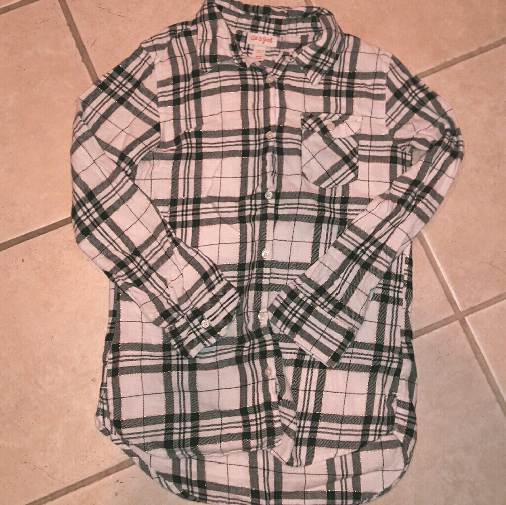 Cute flannel with a gold thread accent!
