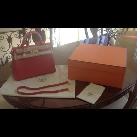 Hermes Kelly II Retourne 35cm Veau Togo Red Bag - Picture 5 of 6