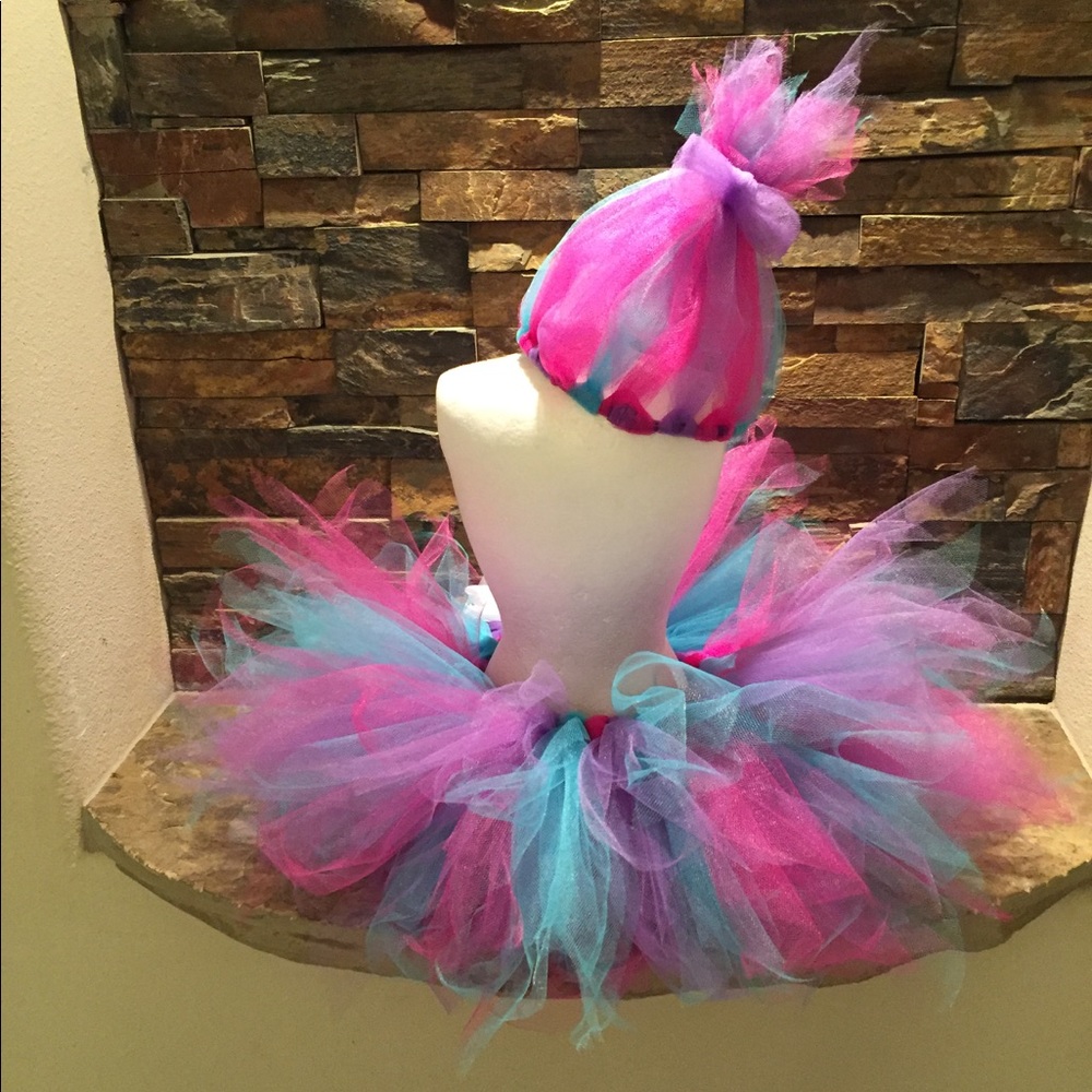 Custom Handmade troll tutu with headpiece. $46