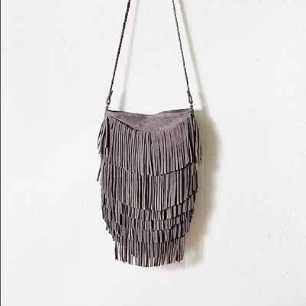 Urban outfitters gray fringe bag