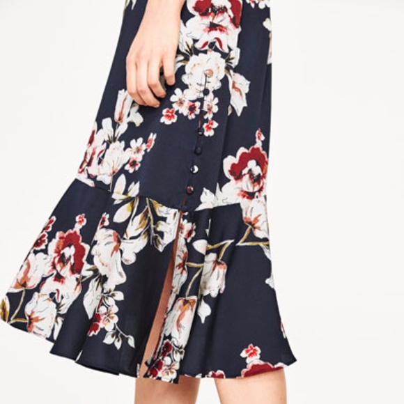 Zara Frilled Camisole Floral Slip Black dress S NWT BLOGGER'S FAVORITE - Picture 10 of 11