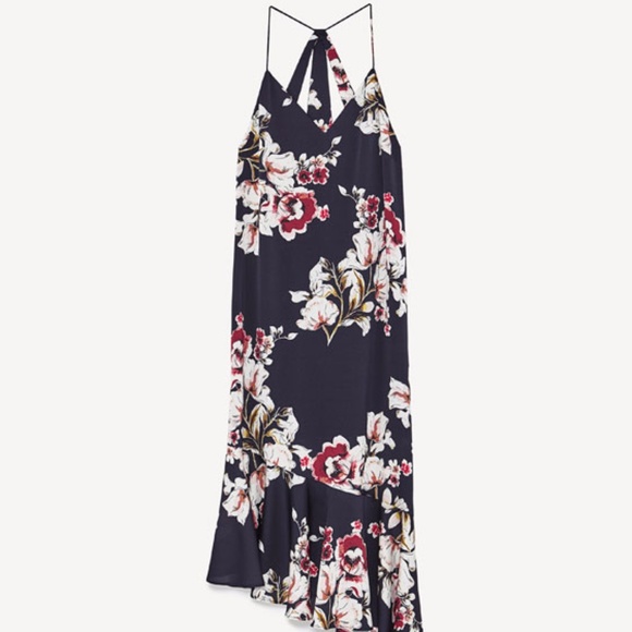 Zara Frilled Camisole Floral Slip Black dress S NWT BLOGGER'S FAVORITE - Picture 11 of 11