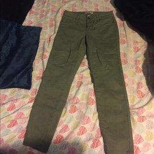 High waisted olive green jeans