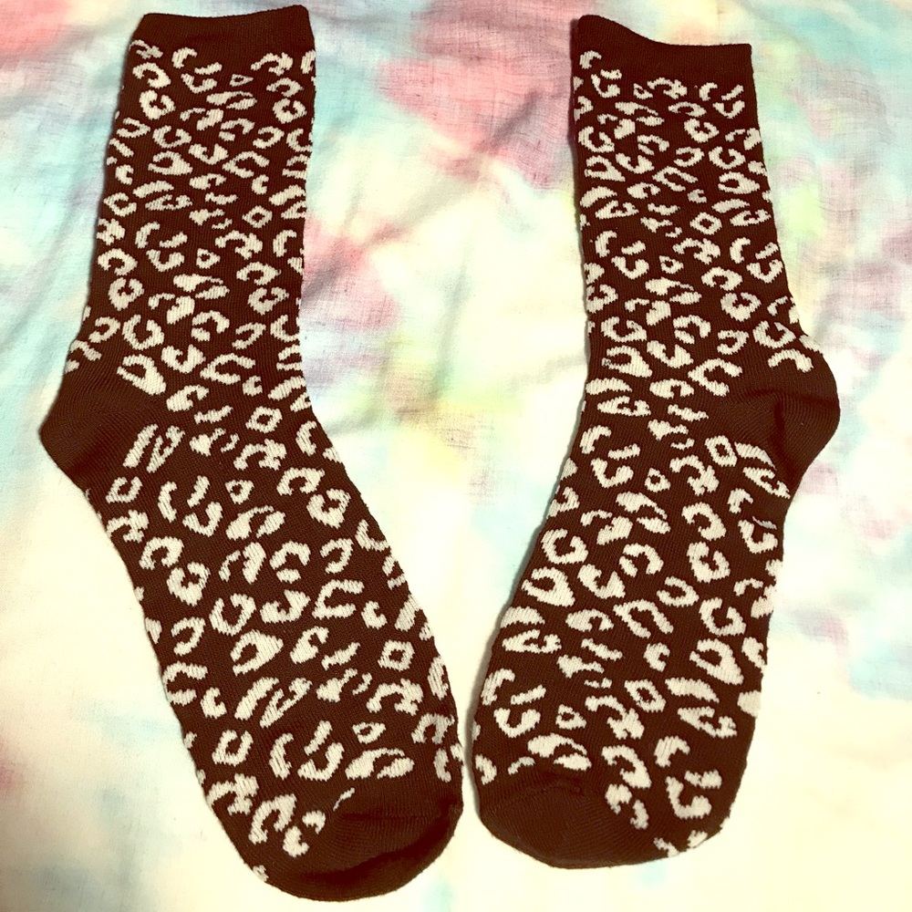 Cheetah print black socks