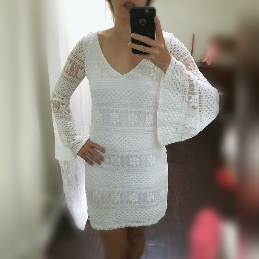 White Lace Boho Dress