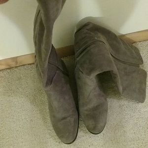 Grey knee boots