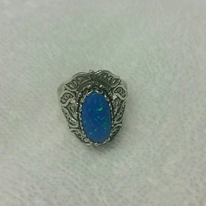 Size 6 Australian opal sterling silver ring