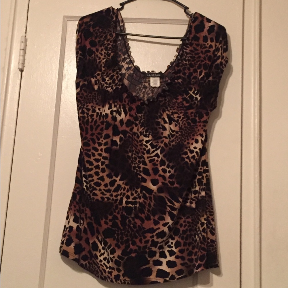Carol Rose Cheetah Print Blouse size Large