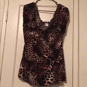 Carol Rose Cheetah Print Blouse size Large
