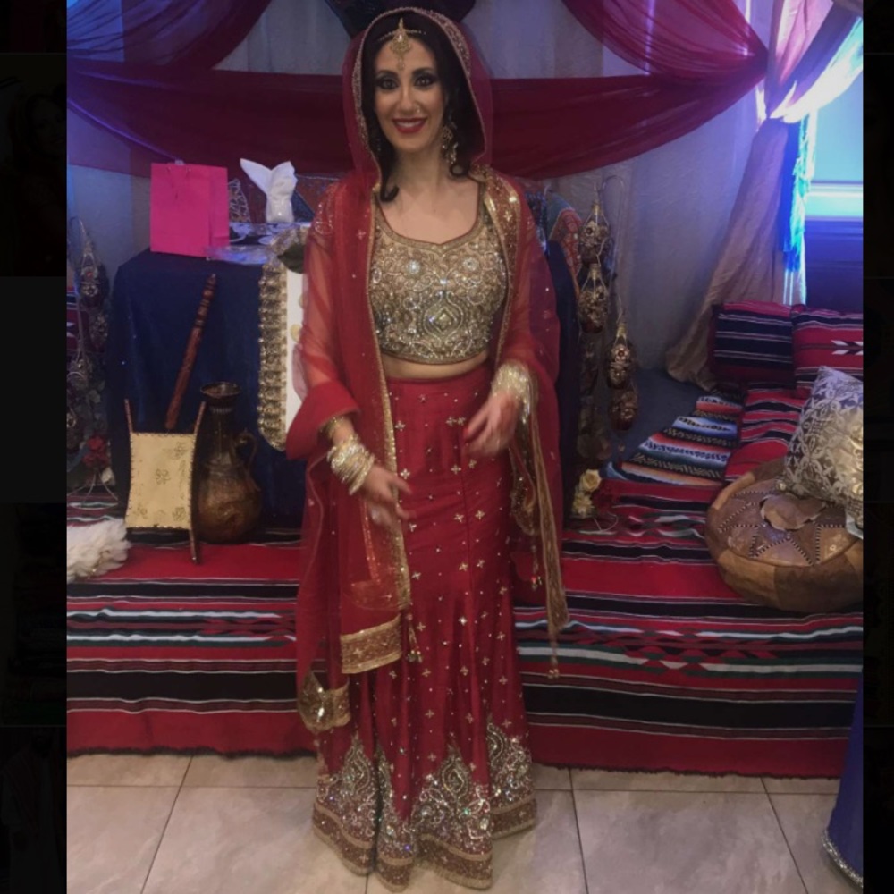 Indian/henna dress, bangles, head piece