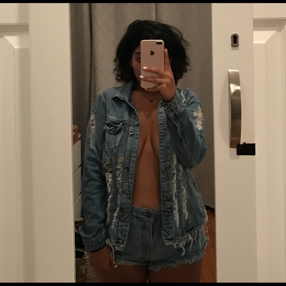 Distress denim jacket