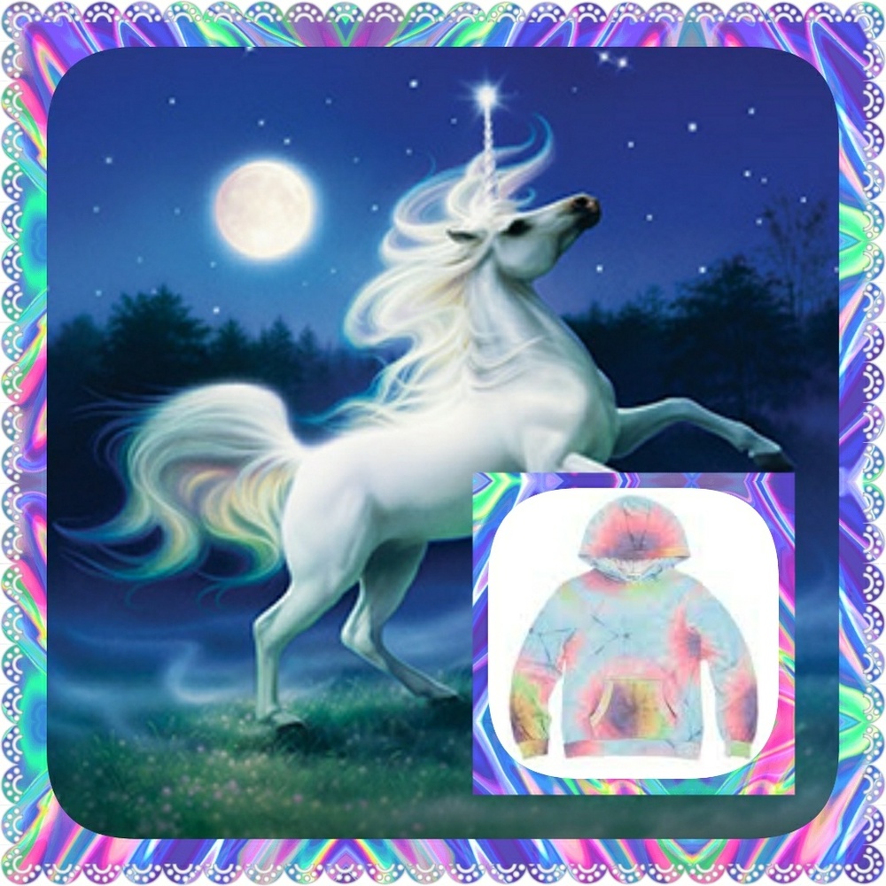 Wildfox Kids "Unicorn Tye Dye Malibu" Pullover Hoodie