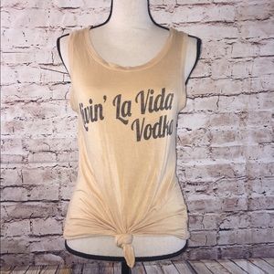 Livin La Vida Vodka kaki knot tie tank top