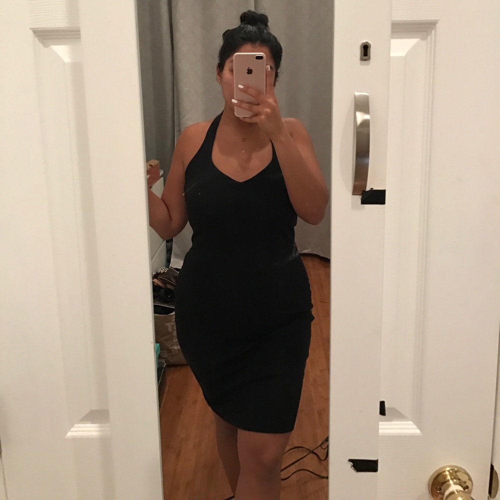 Black body on halter dress