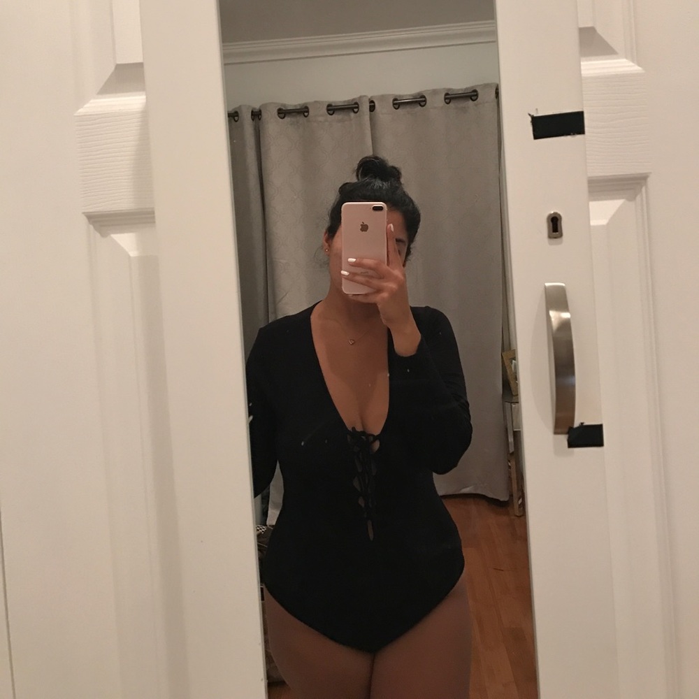 Lace up long sleeve bodysuit