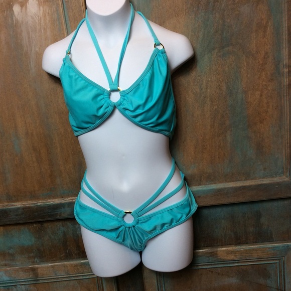 Blvd collection mint strappy bikini. Nwt SZ sm - Picture 2 of 4