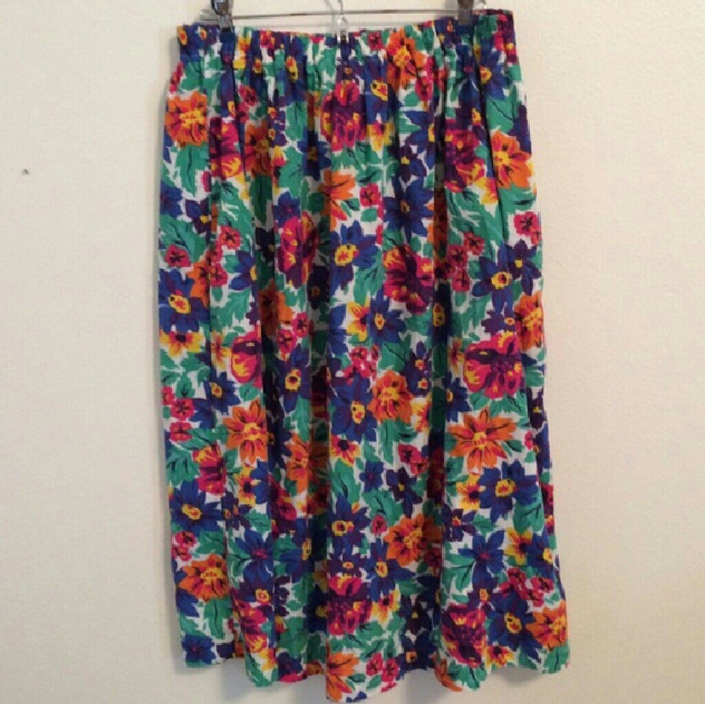 Bright floral midi skirt