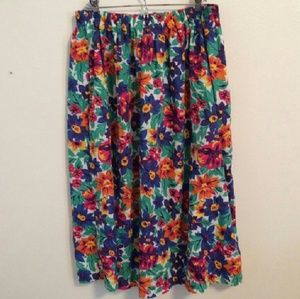 Bright floral midi skirt