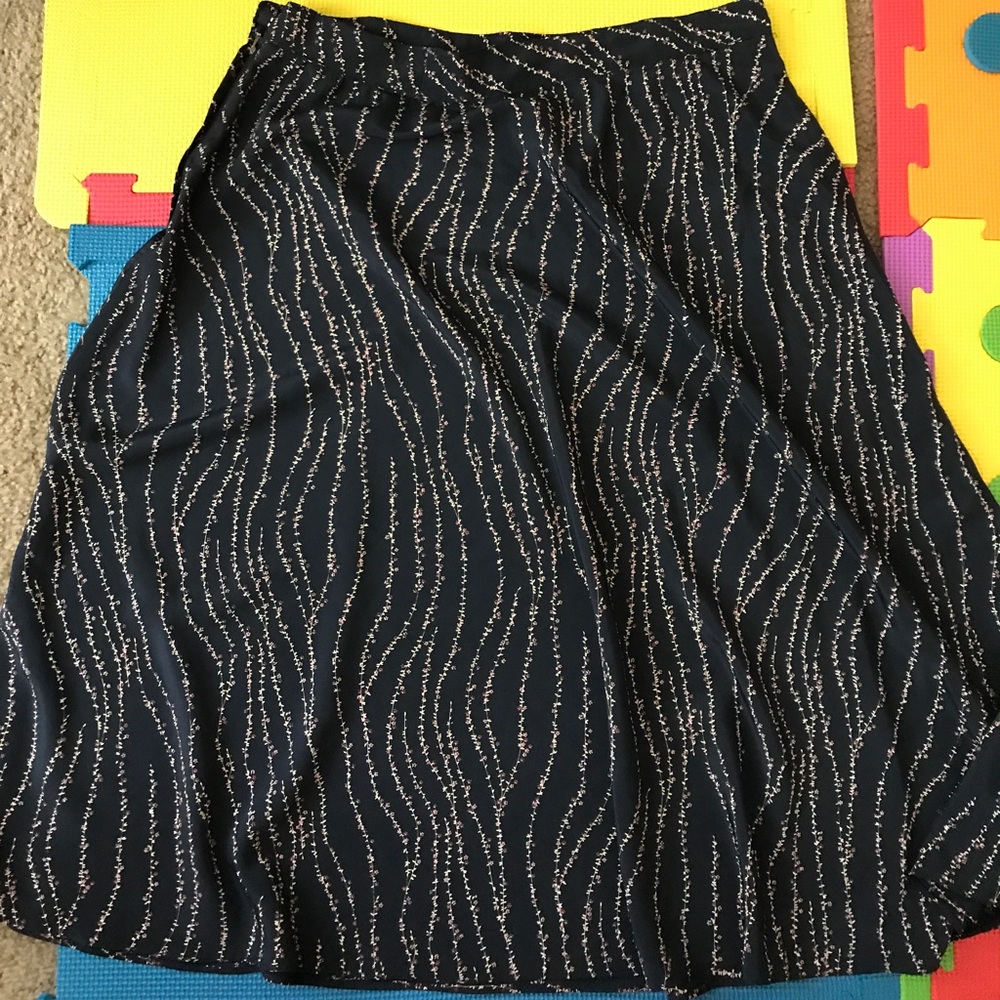 Long silky blue skirt