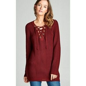REASONABLE OFFERS ACCEPTED!!!  LACE UP SWEATER